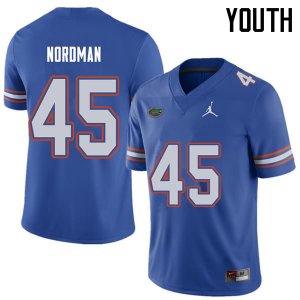 Youth Florida Gators #45 Charles Nordman NCAA Jordan Brand Royal Authentic Stitched College Football Jersey GMV5062JP